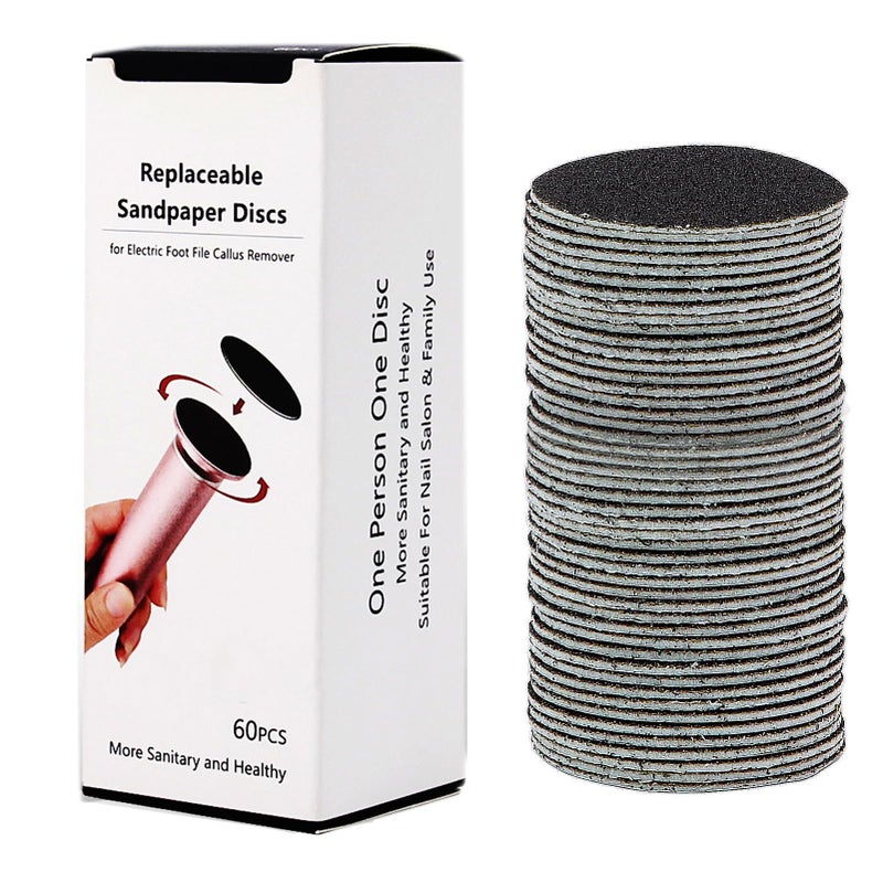 AONOLOVO 60PCS Replaceable Sandpaper Refill Discs for Electric Foot File Callus Remover, 180 Grit - Image 5